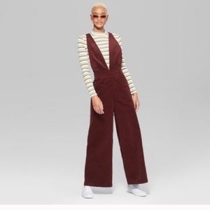 Wide leg corduroy overalls